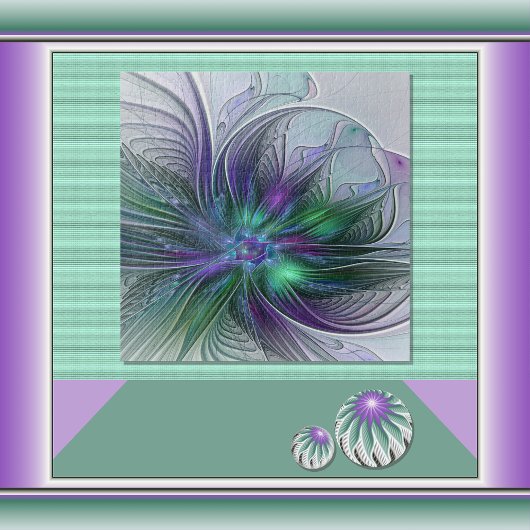 Lila grüne Blume Moderne Abstrakte Kunst Fraktal Puzzle