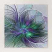 Lila grüne Blume Moderne Abstrakte Kunst Fraktal Puzzle (Vertikal)