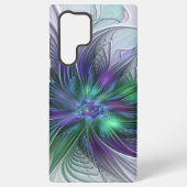 Lila grüne Blume Moderne Abstrakte Kunst Fraktal Samsung Galaxy Hülle (Rückseite)