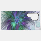 Lila grüne Blume Moderne Abstrakte Kunst Fraktal Samsung Galaxy Hülle (Rückseite (Horizontal))