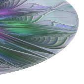 Lila grüne Blume Moderne Abstrakte Kunst Fraktal Schneidebrett (Ecke)