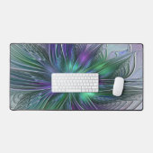 Lila grüne Blume Moderne Abstrakte Kunst Fraktal Schreibtischunterlage (Tastatur & Maus)