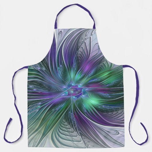 Lila grüne Blume Moderne Abstrakte Kunst Fraktal Schürze (Vorderseite)