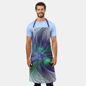 Lila grüne Blume Moderne Abstrakte Kunst Fraktal Schürze (Getragen)