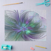 Lila grüne Blume Moderne Abstrakte Kunst Fraktal Seidenpapier (Basteln)