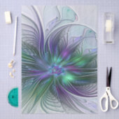 Lila grüne Blume Moderne Abstrakte Kunst Fraktal Seidenpapier (Handwerk)
