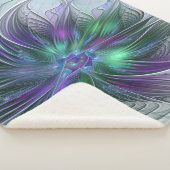 Lila grüne Blume Moderne Abstrakte Kunst Fraktal Sherpadecke (3/4)