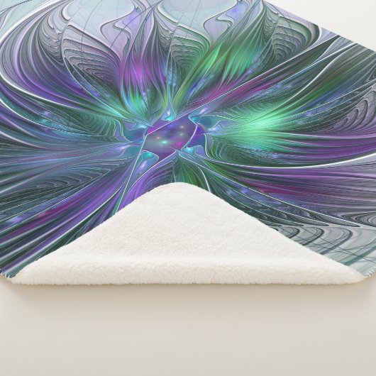 Lila grüne Blume Moderne Abstrakte Kunst Fraktal Sherpadecke (3/4)