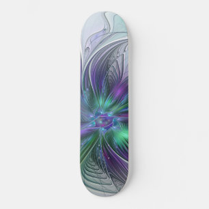 Lila grüne Blume Moderne Abstrakte Kunst Fraktal Skateboard