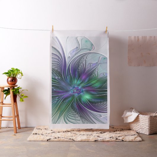 Lila grüne Blume Moderne Abstrakte Kunst Fraktal Stoff (Beispiel)