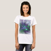 Lila grüne Blume Moderne Abstrakte Kunst Fraktal T-Shirt (Vorne ganz)