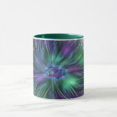 Lila grüne Blume Moderne Abstrakte Kunst Fraktal Tasse (Zentrum)