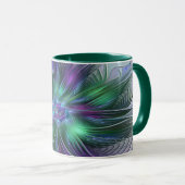 Lila grüne Blume Moderne Abstrakte Kunst Fraktal Tasse (VorderseiteRechts)