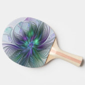 Lila grüne Blume Moderne Abstrakte Kunst Fraktal Tischtennis Schläger (Seitenansicht)