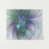 Lila grüne Blume Moderne Abstrakte Kunst Fraktal Wandteppich (Vorderseite (Horizontal))
