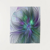 Lila grüne Blume Moderne Abstrakte Kunst Fraktal Wandteppich (Vorderseite)