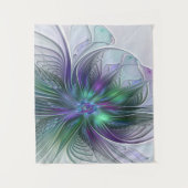 Lila grüne Blume Moderne Abstrakte Kunst Fraktal Wandteppich (Vorderseite)