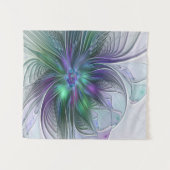 Lila grüne Blume Moderne Abstrakte Kunst Fraktal Wandteppich (Vorderseite (Horizontal))