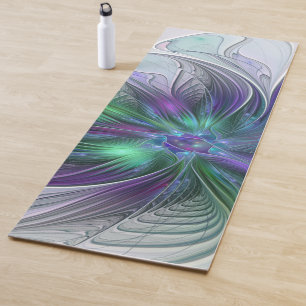 Lila grüne Blume Moderne Abstrakte Kunst Fraktal Yogamatte
