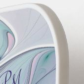 Lila grüne Blume Moderne Abstrakte Kunstinitiative Pickleball Schläger (Linke Seite)