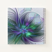 Lila grüne Blume Moderner Abstrakter Fraktal Name Notizblock (Rückseite)