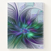 Lila grüne Blume Moderner Abstrakter Fraktal Name Notizblock (Rückseite)