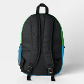 Lila Grüne Blumen Bedruckter Rucksack (Rückseite)