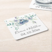 Lila Grüne Blumen Elegante Hochzeit Rechteckiger Pappuntersetzer (angewinkelt)