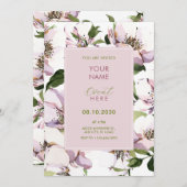 Lila grüne Blüte Einladung (Vorne/Hinten)