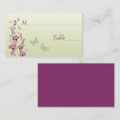 Lila, grüne Blüte mit Schmetterlingen-Platzkarten Platzkarte (Vorne/Hinten)