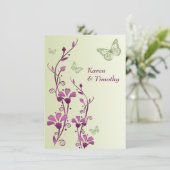 Lila, grüne Blüte, Schmetterlinge Einladung zur Ho (Stehend Vorderseite)
