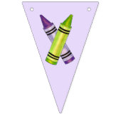 Lila Grüne Crayon Kunstwerke Geburtstagsparty Wimpelkette (Erste Fahne)