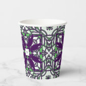 Lila/grüne Ermordung von Krähen Kaleidoskop-Party Pappbecher (Vorderseite)