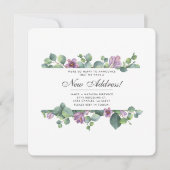 Lila grüne Eukalyptus-Blätter verschieben neue Adr Ankündigung (Vorderseite)