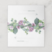 Lila Grüne Eukalyptus Blumengrün Hochzeit Platzkarte (Außenseite Aufgefaltet)