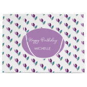 Lila grüne florale Wasserfarbe handgemalt Große Geschenktüte (Vorderseite)