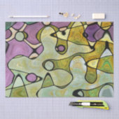 Lila grüne Gewebsfarben kreisen um abstrakte Wirbe Seidenpapier (Handwerk)