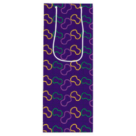 LILA GRÜNE GOLD MARDI GRAS BEADS GESCHENKTÜTE FÜR WEINFLASCHEN