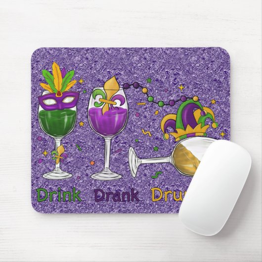 LILA GRÜNE GOLD MARDI GRAS GETRÄNKE MOUSEPAD (Mit Mouse)