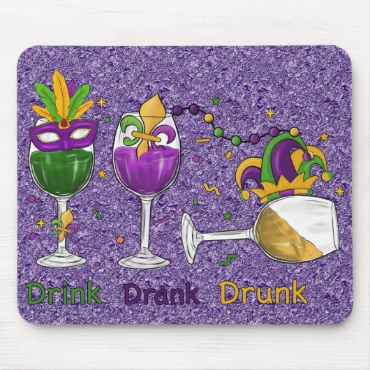 LILA GRÜNE GOLD MARDI GRAS GETRÄNKE MOUSEPAD (Vorne)