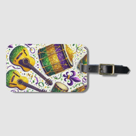 LILA GRÜNE GOLD MARDI GRAS MUSIKINSTRUMENTE GEPÄCKANHÄNGER