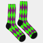 Lila Grüne Harlekin Karo-Design Socken (Rechts)