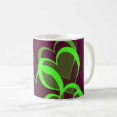 lila grüne Herzen Kaffeetasse (VorderseiteRechts)