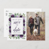 Lila grüne Hochzeit in Silber speichern Sie das Da Ankündigungspostkarte (Vorne/Hinten)