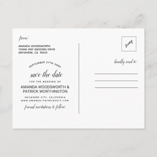 Lila grüne Hochzeit in Silber speichern Sie das Da Ankündigungspostkarte (Rückseite)