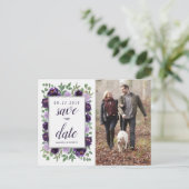 Lila grüne Hochzeit in Silber speichern Sie das Da Ankündigungspostkarte (Stehend Vorderseite)