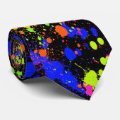 Lila grüne Imitate Neon Paintball Krawatte (Gerollt)