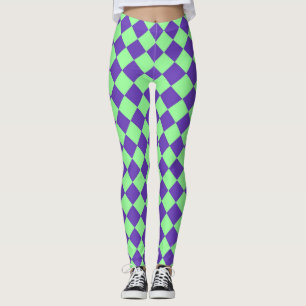 Lila Grüne Karo-Diamant-Muster Leggings