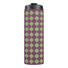 Lila Grüne Karo-Diamant-Muster Thermosbecher