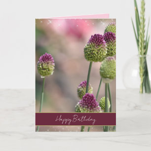 Lila Grüne Kleeblatt Blumen Funkeln Geburtstag  Karte